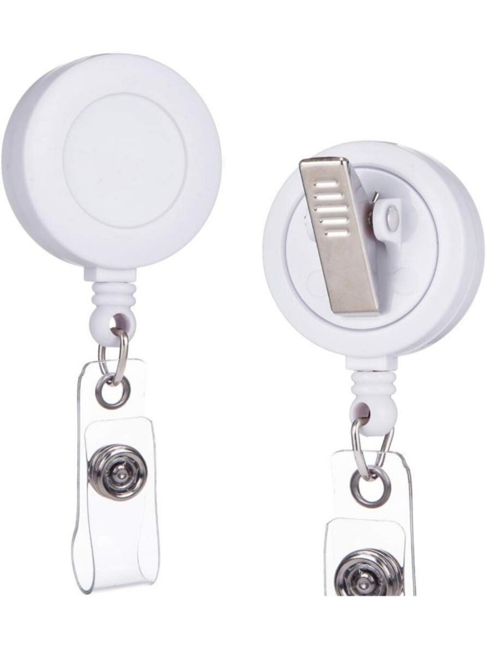 Retractable ID Badge Holder Clips - White, 100 Pack, Durable & Lightweight
